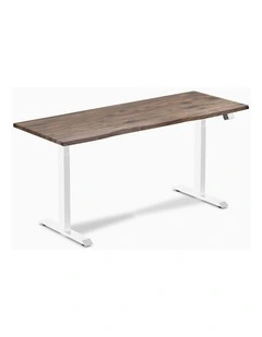 Dual Melamine Sit Stand Desk 2000x750mm in Natural Walnut/White