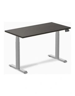 Desky Dual Melamine Sit Stand Desk - Burnished Wood / 1500x750mm / Grey