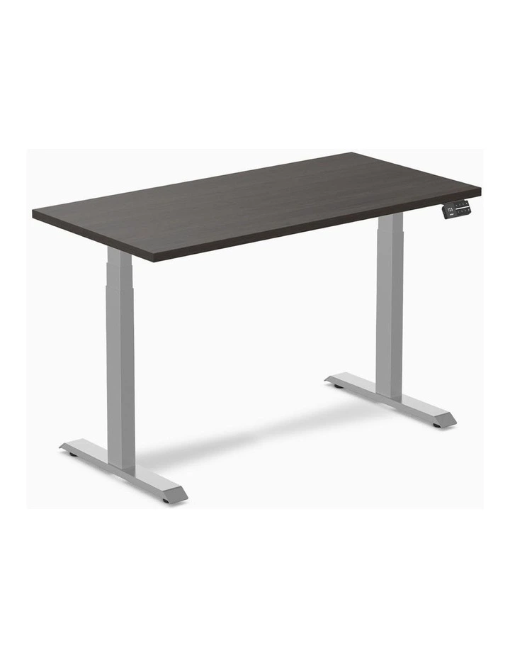 Desky Dual Melamine Sit Stand Desk - Burnished Wood / 1500x750mm / Grey image 1