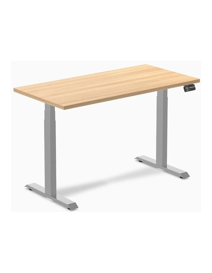 Dual Melamine Sit Stand Desk 1500x750mm in Sublime Teak/Grey image 1