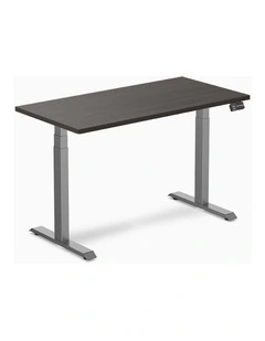 Desky Dual Melamine Sit Stand Desk - Burnished Wood / 1500x750mm / Space Grey