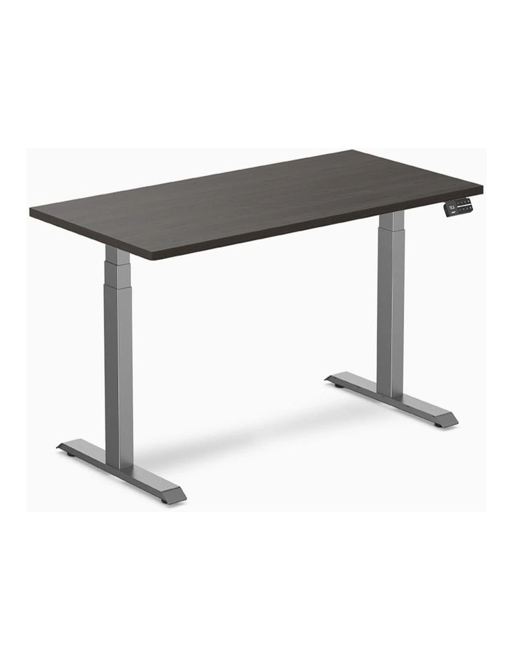 Desky Dual Melamine Sit Stand Desk - Burnished Wood / 1500x750mm / Space Grey image 1