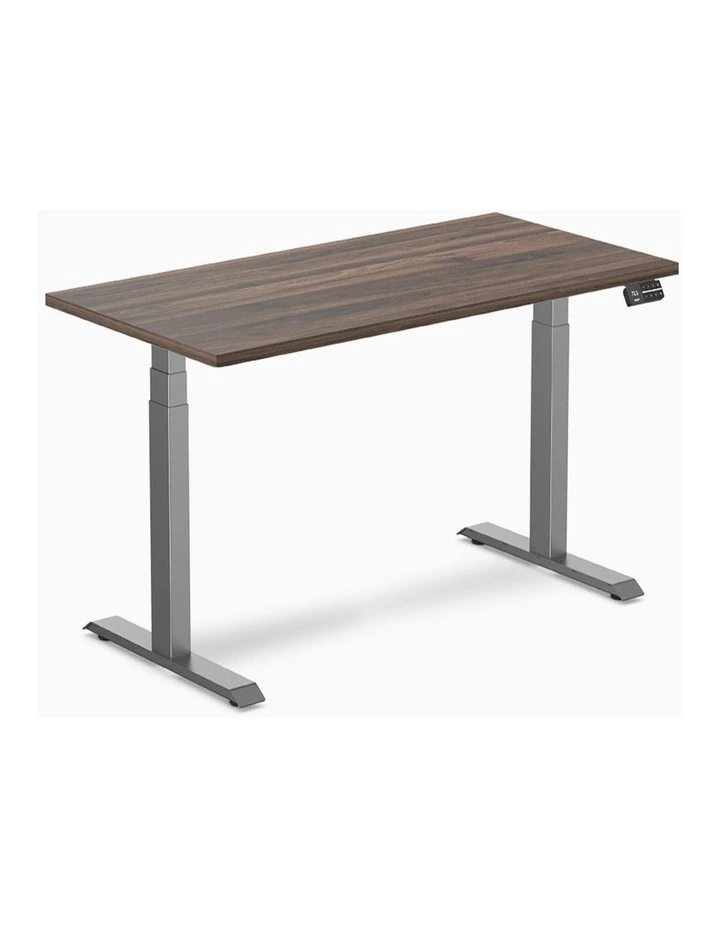 Dual Melamine Sit Stand Desk 1500x750mm in Jarrah Leg/Space Grey image 1