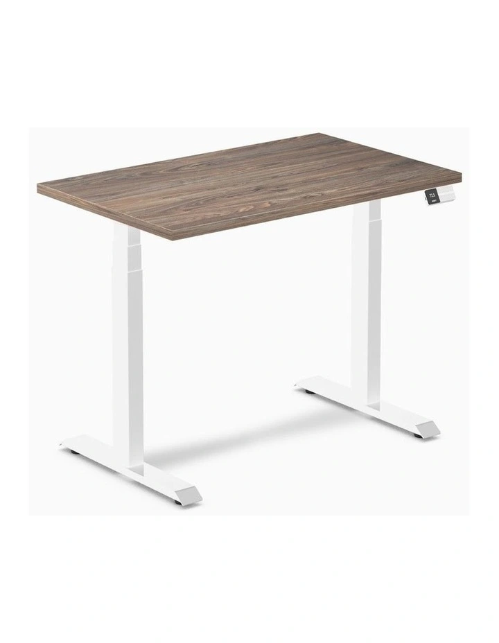 Dual Melamine Sit Stand Desk 1200x750mm in Natural Walnut/White image 1