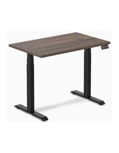 Dual Melamine Sit Stand Desk 1200x750mm in Jarrah Leg/Matte Black