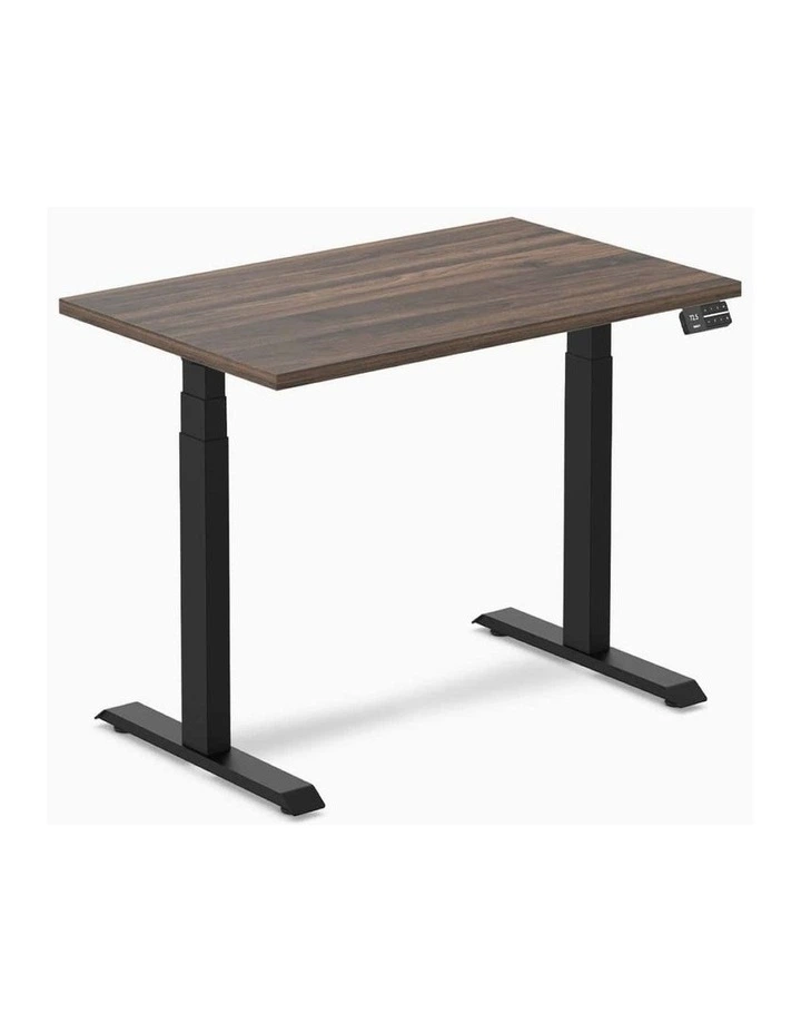 Dual Melamine Sit Stand Desk 1200x750mm in Jarrah Leg/Matte Black image 1