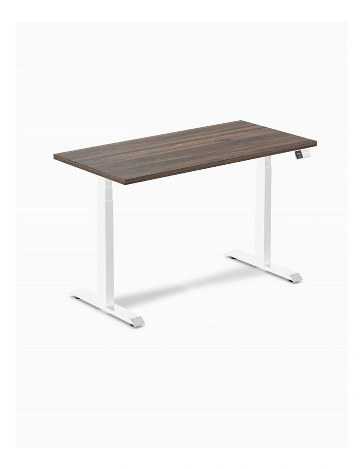 Dual Melamine Sit Stand Desk 1500x750mm in Jarrah Leg/White image 1