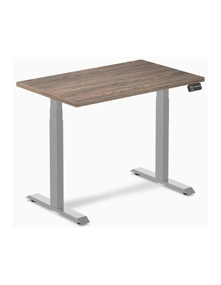 Dual Melamine Sit Stand Desk 1200x750mm in Natural Walnut/Grey image 1