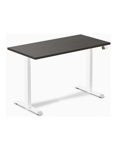 Desky Dual Melamine Sit Stand Desk - Burnished Wood / 1500x750mm / White