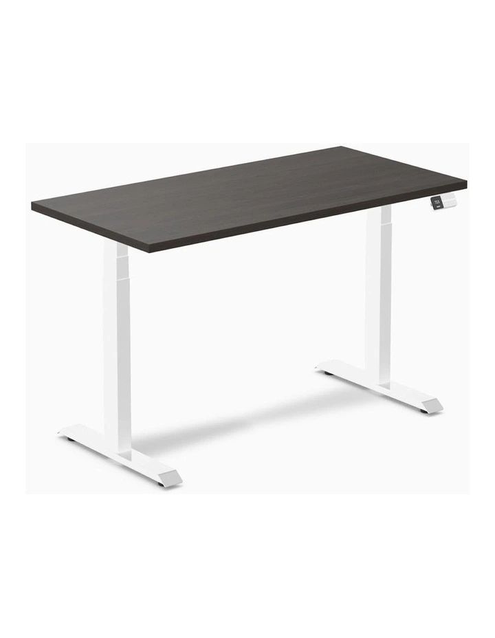 Desky Dual Melamine Sit Stand Desk - Burnished Wood / 1500x750mm / White image 1