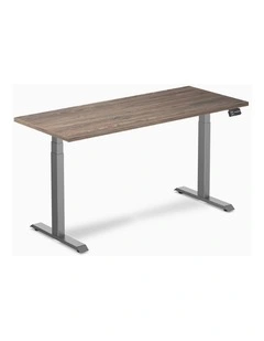 Dual Melamine Sit Stand Desk 1800x750mm in Natural Walnut/Space Grey