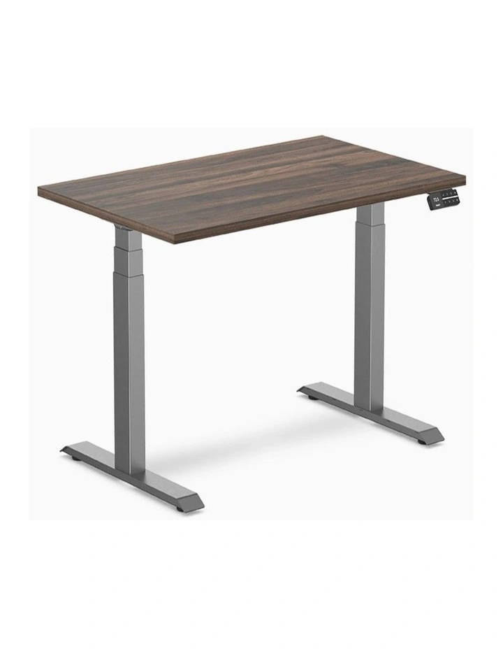 Dual Melamine Sit Stand Desk 1200x750mm in Jarrah Leg/Space Grey image 1