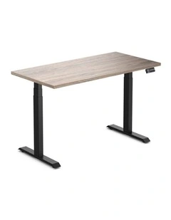 Dual Melamine Sit Stand Desk 1500x750mm in Natural Walnut/Matte Black