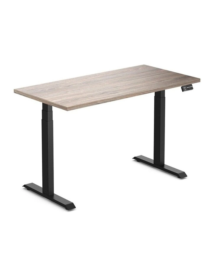 Dual Melamine Sit Stand Desk 1500x750mm in Natural Walnut/Matte Black image 1