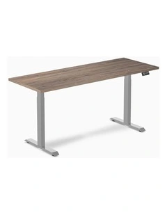 Dual Melamine Sit Stand Desk 2000x750mm in Natural Walnut/Grey