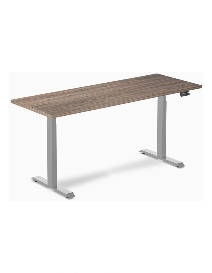 Dual Melamine Sit Stand Desk 2000x750mm in Natural Walnut/Grey image 1
