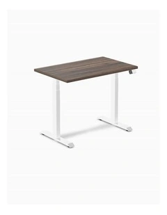 Dual Melamine Sit Stand Desk 1200x750mm in Jarrah Leg/White