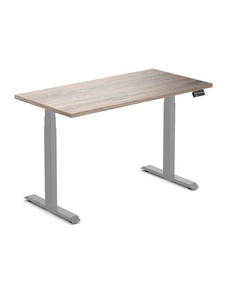 Dual Melamine Sit Stand Desk 1500x750mm in Natural Walnut/Grey image 1