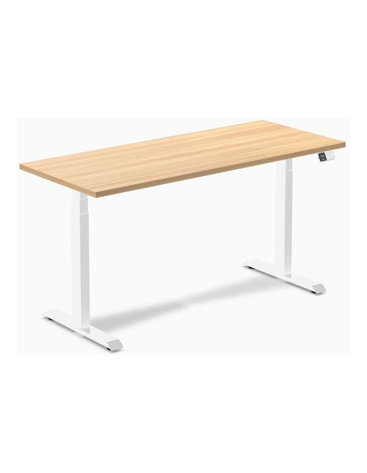 Dual Melamine Sit Stand Desk 1800x750mm in Sublime Teak/White image 1