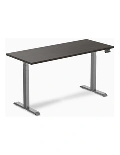 Dual Melamine Sit Stand Desk 1800x750mm in Burnished Wood/Space Grey