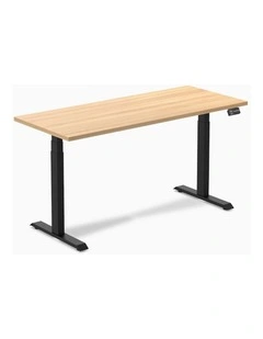 Dual Melamine Sit Stand Desk 1800x750mm in Sublime Teak/Matte Black