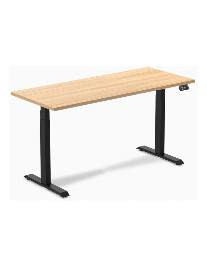 Dual Melamine Sit Stand Desk 1800x750mm in Sublime Teak/Matte Black image 1