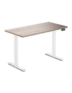 Dual Melamine Sit Stand Desk 1500x750mm in Natural Walnut/White