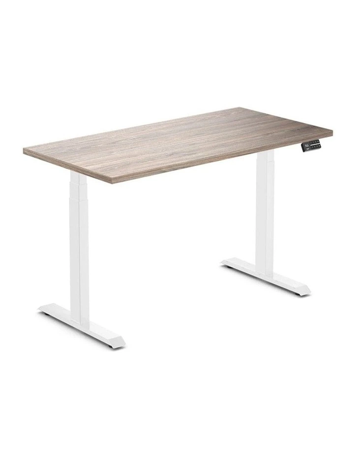 Dual Melamine Sit Stand Desk 1500x750mm in Natural Walnut/White image 1