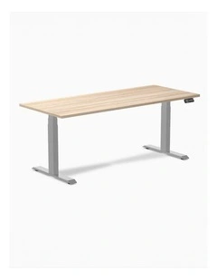 Desky Dual Melamine Sit Stand Desk - Classic Oak / 1800x750mm / Grey