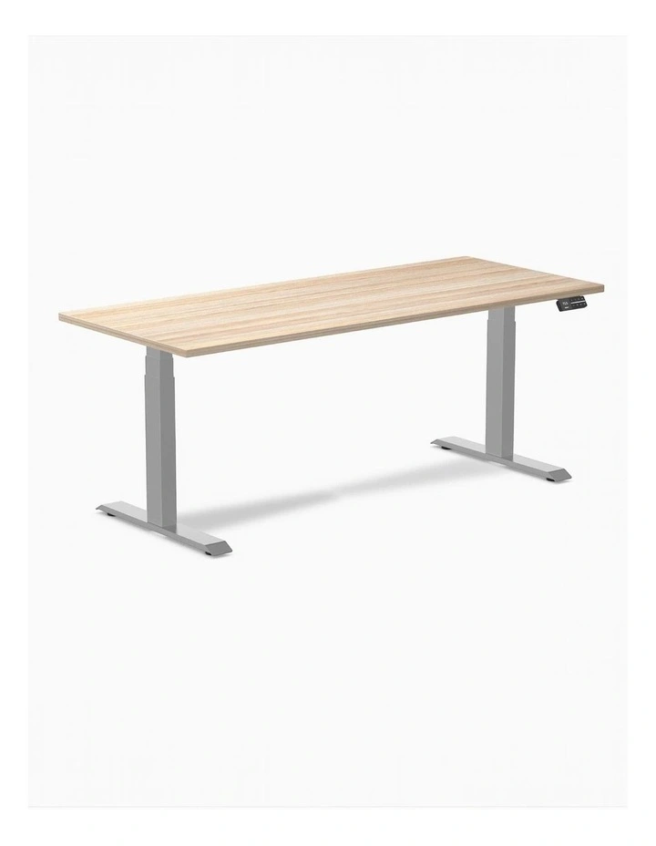 Desky Dual Melamine Sit Stand Desk - Classic Oak / 1800x750mm / Grey image 1
