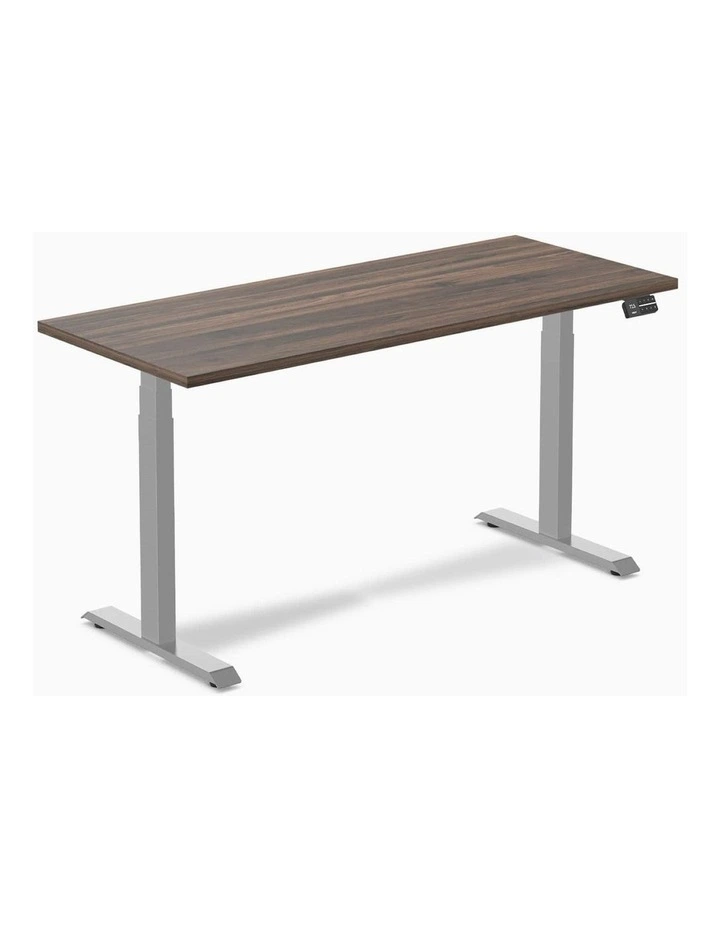 Dual Melamine Sit Stand Desk 1800x750mm in Jarrah Leg/Grey image 1