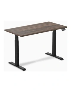 Dual Melamine Sit Stand Desk 1500x750mm in Jarrah Leg/Matte Black