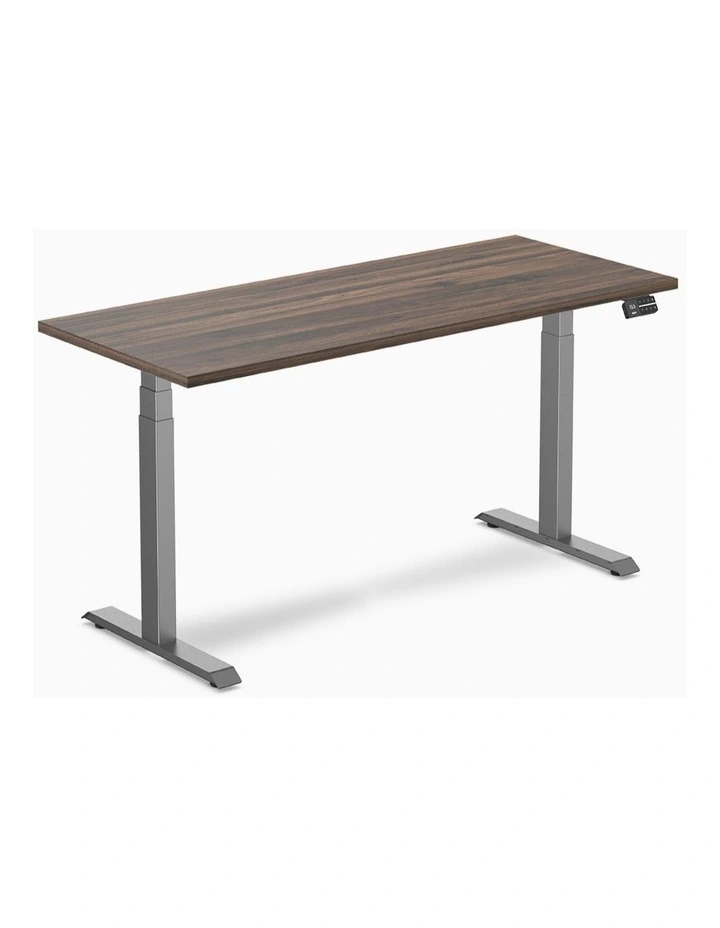 Dual Melamine Sit Stand Desk 1800x750mm in Jarrah Leg/Space Grey image 1
