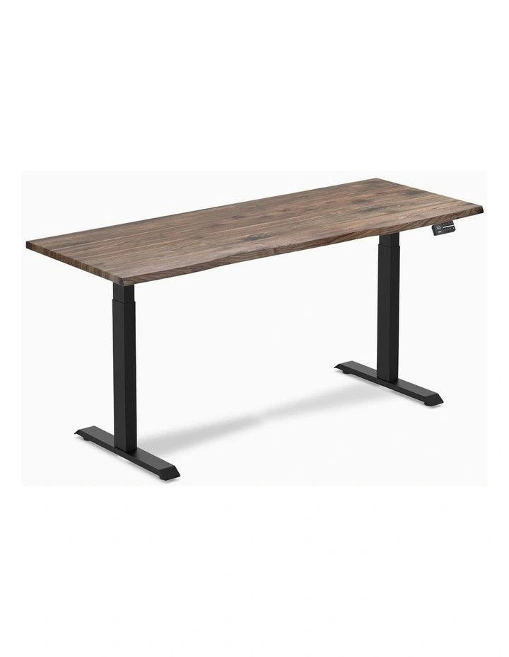 Dual Melamine Sit Stand Desk 2000x750mm in Natural Walnut/Matte Black image 1