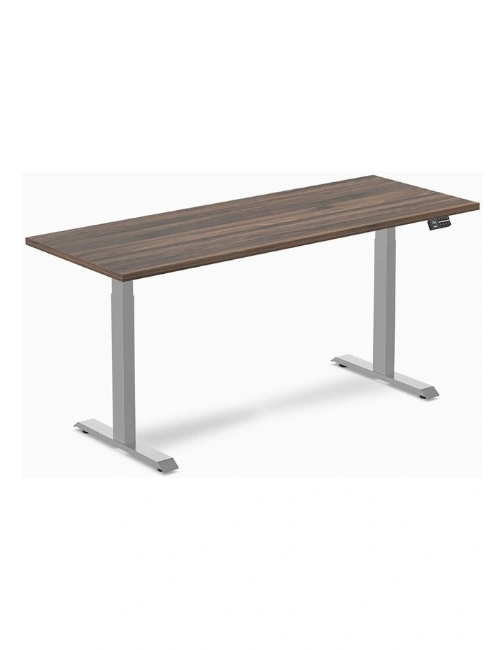 Dual Melamine Sit Stand Desk 2000x750mm in Jarrah Leg/Grey image 1
