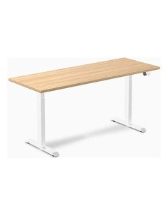 Dual Melamine Sit Stand Desk 2000x750mm in Sublime Teak/White
