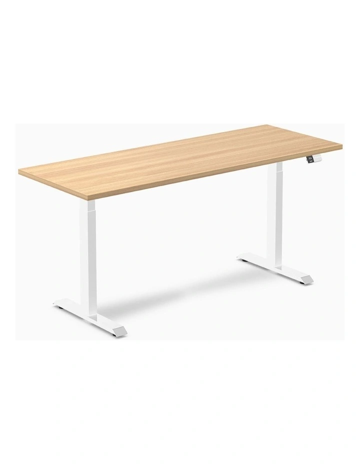 Dual Melamine Sit Stand Desk 2000x750mm in Sublime Teak/White image 1