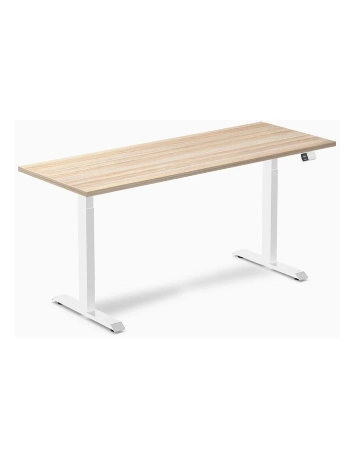 Dual Melamine Sit Stand Desk 2000x750mm in Classic Oak/White image 1