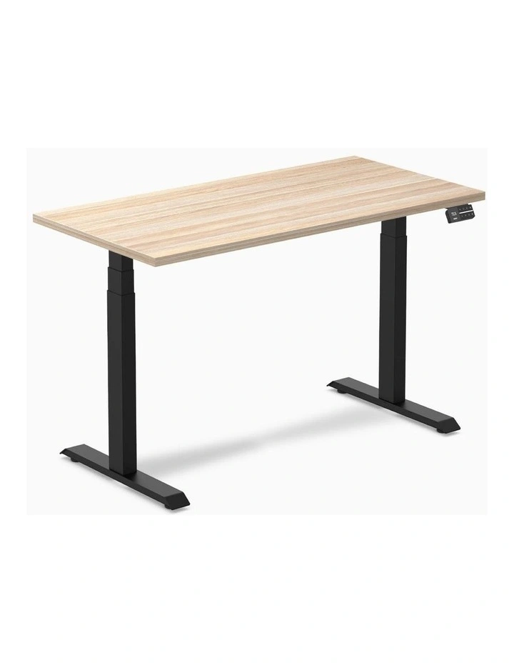 Dual Melamine Sit Stand Desk 1500x750mm in Classic Oak/Matte Black image 1