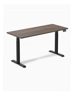Dual Melamine Sit Stand Desk 1800x750mm in Jarrah Leg/Matte Black