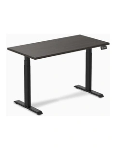 Desky Dual Melamine Sit Stand Desk - Burnished Wood / 1500x750mm / Matte Black