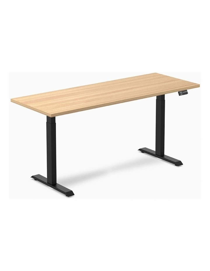 Dual Melamine Sit Stand Desk 2000x750mm in Sublime Teak/Matte Black image 1