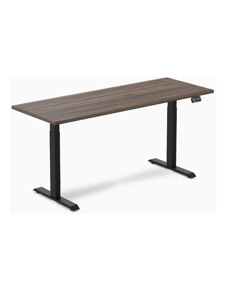 Dual Melamine Sit Stand Desk 2000x750mm in Jarrah Leg/Matte Black image 1