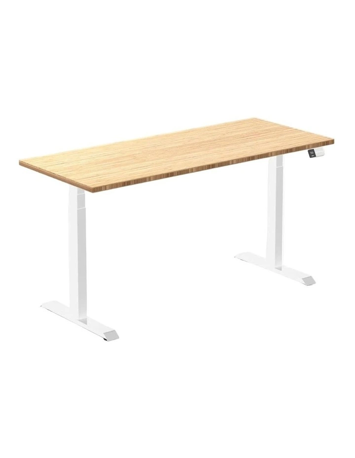 Desky Dual Bamboo Sit Stand Desk - Bamboo / 1800x750mm / White image 1