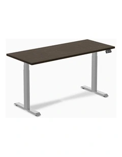 Desky Dual Bamboo Sit Stand Desk - Dark Bamboo / 1800x750mm / Grey