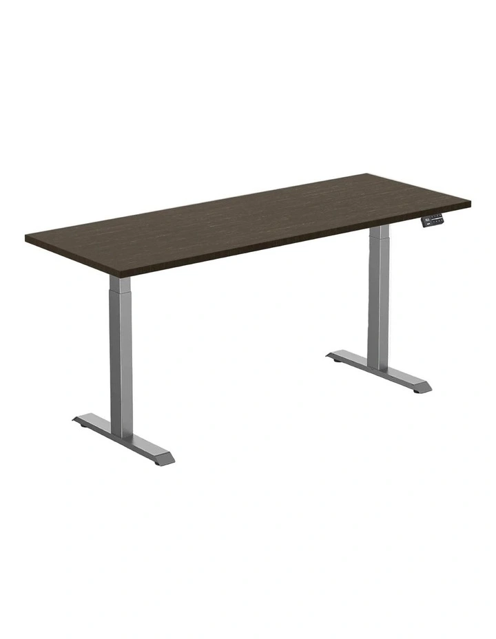 Dual Bamboo Sit Stand Desk 2000x750mm in Dark Bamboo/Space Grey image 1