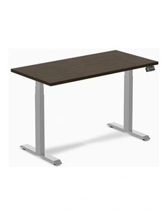Dual Bamboo Sit Stand Desk 1500x750mm in Dark Bamboo/Grey