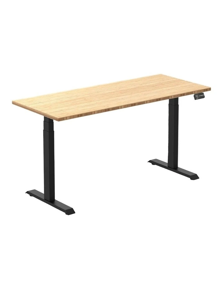 Dual Bamboo Sit Stand Desk 1800x750mm in Bamboo/Matte Black image 1