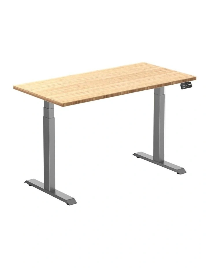 Dual Bamboo Sit Stand Desk 1500x750mm Bamboo/Space Grey image 1