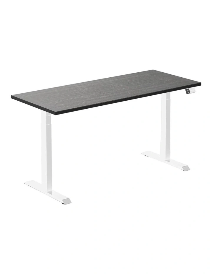 Dual Bamboo Sit Stand Desk 1800x750mm in Dark Bamboo/White image 1
